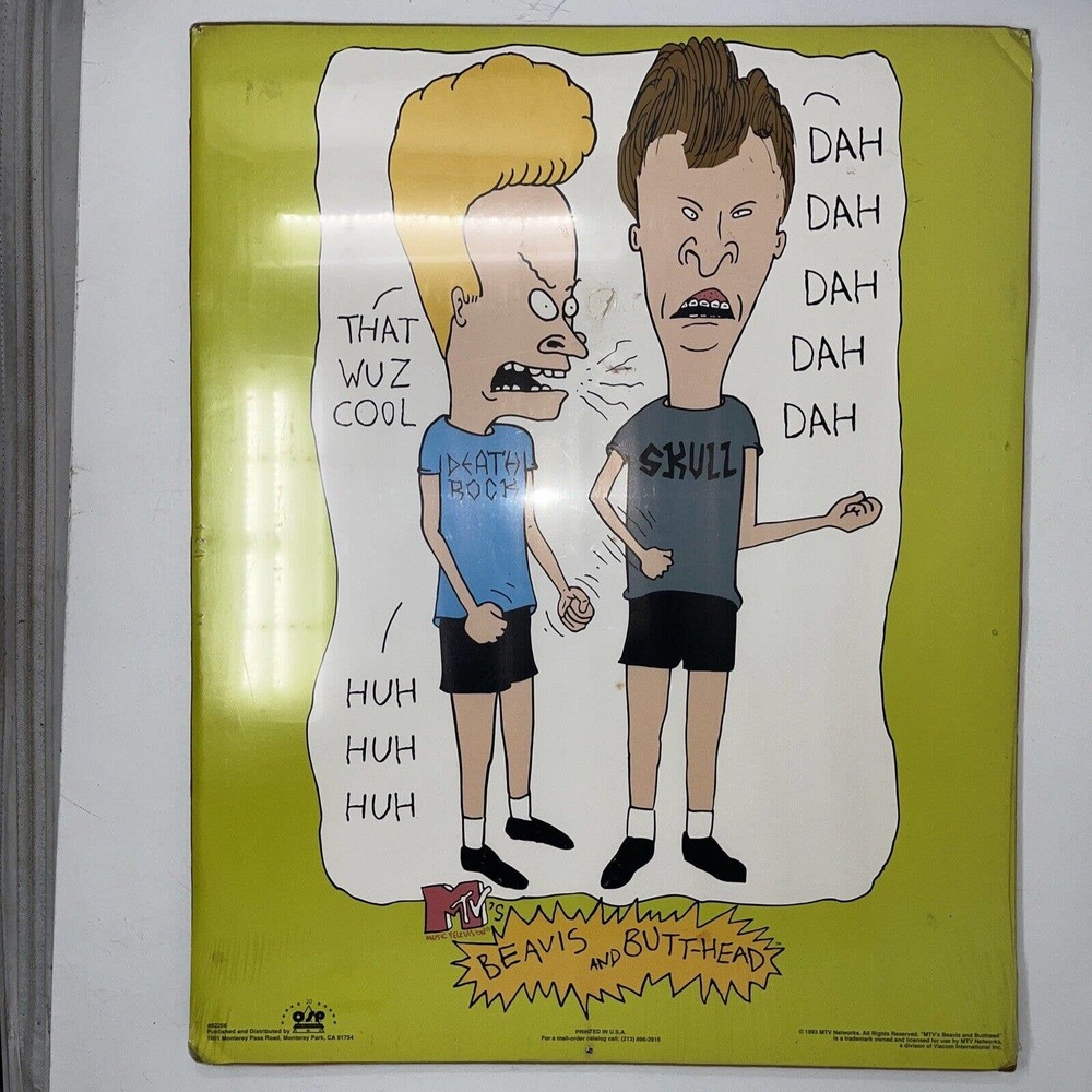 Vintage 1993 Beavis and Butthead Poster FACTORY SEALED #82256 MTV - Please Read